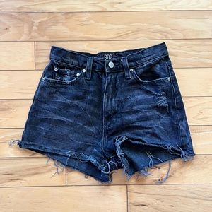 BDG urban outfitters high rise girlfriend black distressed jean shorts